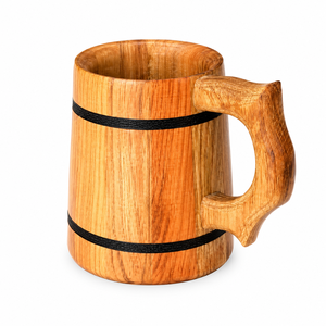 Jarra de Cerveza de Madera con Borde de Cobre, Estilo Vikingo, Taza de Café de Madera Natural Ecológica, Jarra de Cerveza Rústica Personalizada - Product Image 4