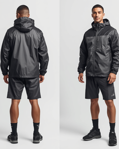 Conjunto Deportivo de Pantalones Cortos y Chaqueta con Capucha Impermeable para Hombre, Ligero, de Poliéster, para Correr al Aire Libre en Primavera - Product Image 2