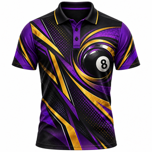Men's Black <b>Gothic</b> Skull Billiard Polo <b>Shirt</b> Digital Printed Quick Dry Short Sleeve Woven Polyester - Product Image 3