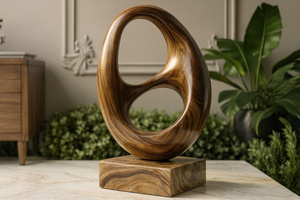 Escultura Abstracta de Madera Hecha a Mano, Decoración Minimalista para el Hogar, Escultura de Madera Tallada a Mano - Product Image 3