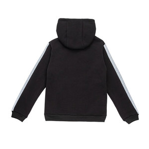 Ensemble de survêtement à capuche noir pour garçons, manches longues, couleur unie, fermeture éclair sur le devant, poches latérales, vêtements d'automne, 100% coton - Product Image 3