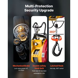 Treuil électrique portable 1500W, capacité 660 lb, hauteur de levage 98,4 pi, vitesse 62 pi/min, 2-en-1, treuil 62 pi/min - Product Image 3