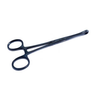 Pinces médicales en acier inoxydable de 25 cm, ovales, droites, à tête courbée, dentées, pour ventouses, à anneaux - Pinces de qualité supérieure - Product Image 3