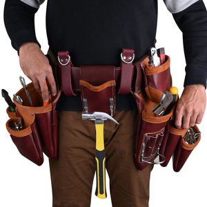 G Genuine Leather Travel <b>Tool</b> <b>Belt</b> Waist Bag Heavy Duty Multi-Pocket Zipper Closure Adjustable Strap Electrician GLOWING NEON - Product Image 2