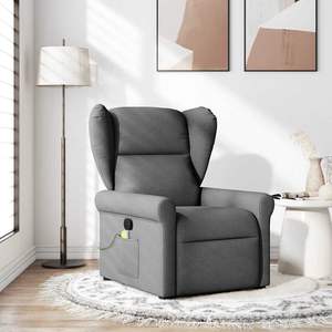 Fauteuil inclinable de massage en tissu gris foncé - Product Image 1
