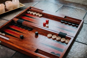 <b>Wood</b> Backgammon <b>Set</b> Foldable 19x15 Inch with Checkers Dice and Cups for Playing Unisex - Product Image 4