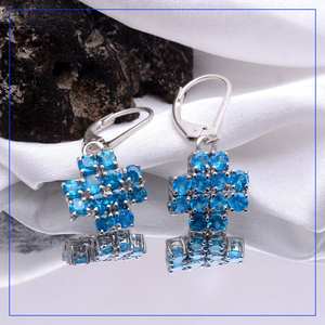 Neon Blue Apatite Dangle <b>Earrings</b> 925 Sterling <b>Silver</b> Handmade Gemstone Jewelry Elegant Gift For Women - Product Image 3