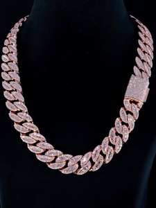 สร้อยคอคิวบันเงินแท้ 925 คุณภาพสูง ประดับด้วยเพชรโมอิสซาไนต์ระยิบระยับ พร้อมเคลือบทองโรเดียม สไตล์ฮิปฮอป - Product Image 2