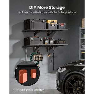 Étagères murales en acier robustes à 2 niveaux pour garage, 1,64 x 4 pieds avec rangement flottant, 19,68 x 48 pouces par étagère - Product Image 6