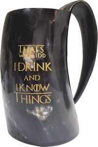 Jarra de cuerno vikinga ecológica en color negro y rubio, hecha a mano con cuerno 100% natural. Personalización disponible. - Product Image 3