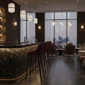 Tabouret de bar moderne rembourré avec dossier, siège pivotant et structure en acier thermolaqué pour cuisine, bar, restaurant et hôtel - Product Image 6