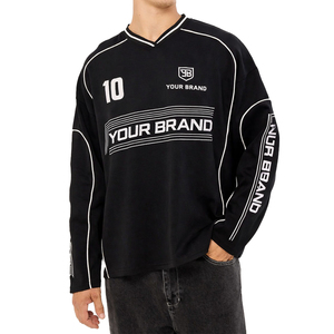 Custom Long Sleeve Football Jersey Oversized Streetwear Heavyweight Mesh Sports Jersey Men Breathable Polyester OEM Manufacturer - Product Image 2