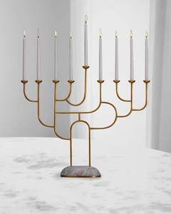 Ménorah pour villas, synagogues, temples, éclairage de table, utilisation décorative, porte-bougie Hanouka, ménorah en finition dorée - Product Image 5