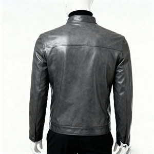 Custom Genuine Stand Collar <b>Men</b>’s Leather <b>Jacket</b> Autumn Short Casual Simple Real Cow Leather Coat <b>Men</b> Spring Leather <b>Jacket</b> - Product Image 2