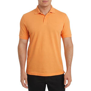 Minimalist <b>Peach</b> Orange Cotton Polo Shirt | Classic Front Back View Solid Pique <b>Top</b> - Product Image 3