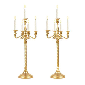Elegante Candelabro de Aluminio Dorado con Adornos de Cristal Colgantes, Premium para Mesa de Boda, ARTISAN INTERNATIONAL, Hecho a Mano - Product Image 4