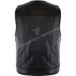 Veste sans manches en cuir véritable pour moto, col montant, printemps et automne, unisexe, taille plus, en cuir de vache - Product Image 4