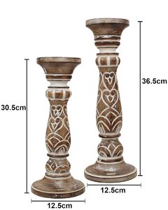 <b>Wooden</b> Eco Friendly Pillar <b>Candlestick</b> Holders Cylindrical Embossed Design Handmade Christmas Home Decoration - Product Image 5