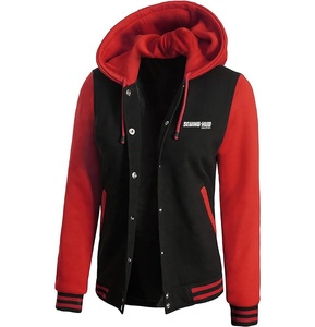 Chaqueta universitaria vintage unisex para mujer, Chaqueta larga de otoño e invierno con estampado de soplo de talla grande, diseño de letras de color en contraste - Product Image 3