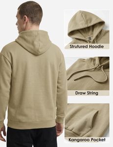 Sweat-shirt à capuche surdimensionné pour homme en molleton de coton, à manches longues, avec poche kangourou et cordon de serrage, style streetwear décontracté - Product Image 4