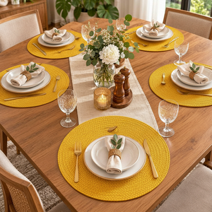 Set de table rond en coton premium, tissé, pour la décoration de la maison, la restauration et la cuisine - Product Image 4