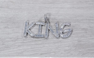 Colgante Hip Hop King Iced con Moissanita de Corte Baguette, Hecho a Mano, Chapado en Rodio, Plata de Ley, Joyería Brillante para Ideas de Regalo - Product Image 4