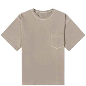 T-shirt graphique personnalisé avec poche et surpiqûres contrastées, col rond décontracté, coupe oversize, en tissu épais pour homme - Product Image 5