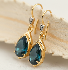 Handmade 925 Silver 18K Gold Plated Labradorite Earrings Pear Stone 5 Inch Dangle Earrings Boho <b>Jewellery</b> <b>Indian</b> Silver Earring - Product Image 2