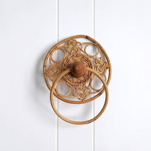 Toallero de ratán de alta calidad, decoración boho para baño, soporte de barra en forma de anillo hecho a mano - Product Image 1