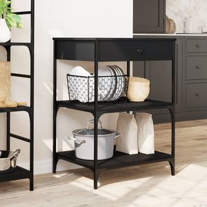 Carrito de Cocina Negro de 23.6"x18.9"x35.2" de Madera Sintética, Islas y Carritos de Cocina - Product Image 3