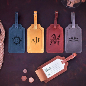 Full Grain Genuine Leather Luggage Tags Privacy Shield Travel Bag Tags Custom Suitcase <b>Name</b> <b>Labels</b> Gift LMP-0288 - Product Image 1