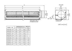 Ventilador de Flujo Cruzado SYMBANG DFG65180-3P para Chimenea, Calentador, Refrigeración, Aleación de Aluminio, 24V, 65mm, OEM, 1400 RPM - Product Image 5