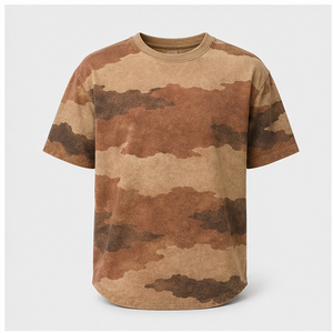 T-shirt à manches courtes et col rond pour homme, imprimé camouflage personnalisé en sable, terre cuite et ombre de dune, MTS-CAMO-0024 - Product Image 1