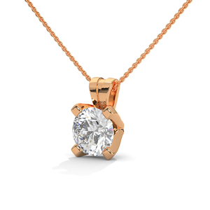 Lab Grown Diamond <b>Pendant</b> 14K <b>Solid</b> <b>Gold</b> Round Brilliant Charm Four Prong Necklace for Gift and Party - Product Image 2