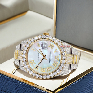 Elegante reloj de moissanita con esfera de nácar, reloj de moissanita económico y brillante de proveedor indio - Product Image 2