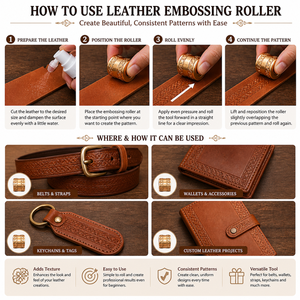 Leather Embossing <b>Roller</b> for Belts Straps & Wallets | Premium Brass Pattern Embossing Wheel | Professional Leathercraft Tool - Product Image 3