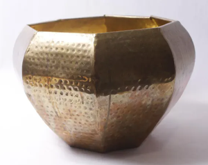 Golden diamond shape <b>pot</b> Handmade Luxury Metal Flower Vases <b>Table</b> Centerpiece Decor. - Product Image 2