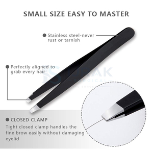 Juego de Tijeras y Pinzas de Manicura Portátiles de Acero Inoxidable, Herramientas para el Cuidado de las Uñas con Punta Inclinada Negra y Estuche de Cuero - Product Image 3