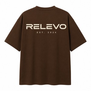 RELEVO T-shirt unisexe marron en spandex et polyester à manches courtes, col en V, logo imprimé sur le devant, coupe classique, séchage rapide, logo personnalisé - Product Image 2