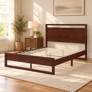 K2623 Cadre de lit Queen moderne à profil bas avec pied de lit, plateforme de lit, vente en gros, commande de meubles sur mesure pour la maison B2B - Product Image 1