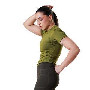 Vente chaude femmes Compression T-Shirt à manches courtes séchage rapide respirant Fitness porter haut Slim Fit chemise d'entraînement pour les femmes - Product Image 4