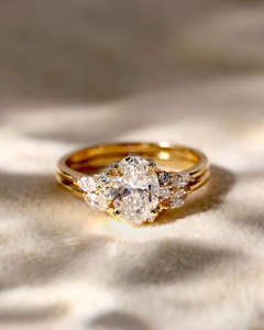 IGI/GIA Lab Grown Diamant taille ovale Vintage 14k Or jaune Bague de mariage/fiançailles unisexe pour les fêtes d'anniversaire - Product Image 1