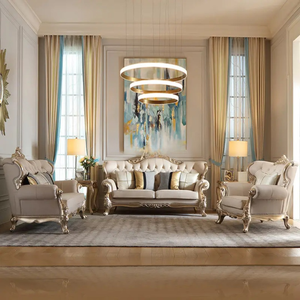 Juego de Sofás Seccionales Tapizados Estilo Francés Real, Madera de Caoba Tallada a Mano, para Sala de Estar de Lujo - Product Image 2