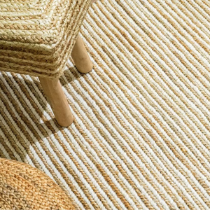Tapis artisanal traditionnel en laine et jute, rayé naturel, tressé, écologique, lavable, antidérapant, adapté aux animaux domestiques, à poils moyens, pour la maison - Product Image 1