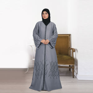 Abaya Islámica Modesta Nida para Eid, Corte Holgado con Detalle de Ondas de Cristal en las Mangas, Corte Recto Elegante, Largo hasta el Suelo, Ropa para Mujer - Product Image 1