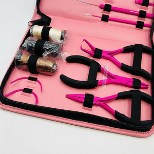 Hot Pink Hair Extension Tools Kit Micro Link and Removal <b>Plier</b> <b>Set</b> Professional Stainless Steel Beads Threads & Heat Protector - Product Image 3