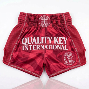 Shorts de Muay Thai et de boxe en tissu satiné premium brillant avec empiècements latéraux contrastés - Product Image 5