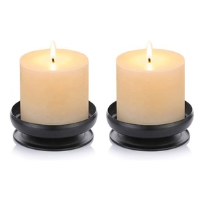 Soporte de vela metálico duradero negro liso Soporte de vela de pilar de diseño contemporáneo Soportes de vela de iluminación decorativa de mesa - Product Image 3