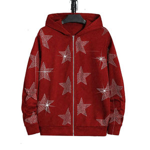Fashion Wear 100% Cotton Hooded Men's Casual <b>Rhinestone</b> <b>Hoodie</b> High Quality Streetwear Custom Printed Zip-Up Unisex <b>Hoodie</b> - Product Image 6