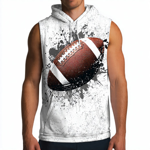 Haut de football sans manches à capuche pour homme, idéal pour l'entraînement sportif, personnalisable par sublimation - Product Image 2
